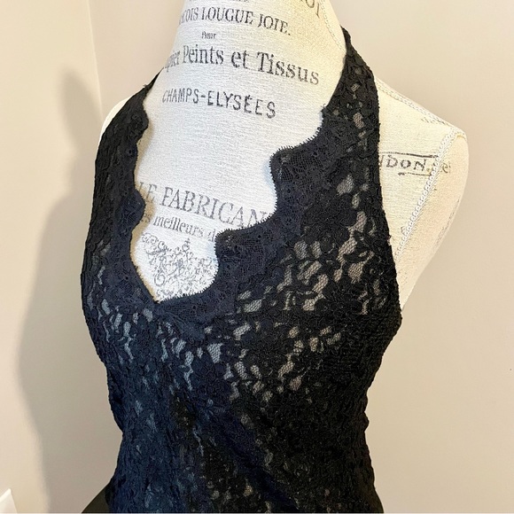 Y2K Vintage black lace Moda International halter top - Picture 4 of 14